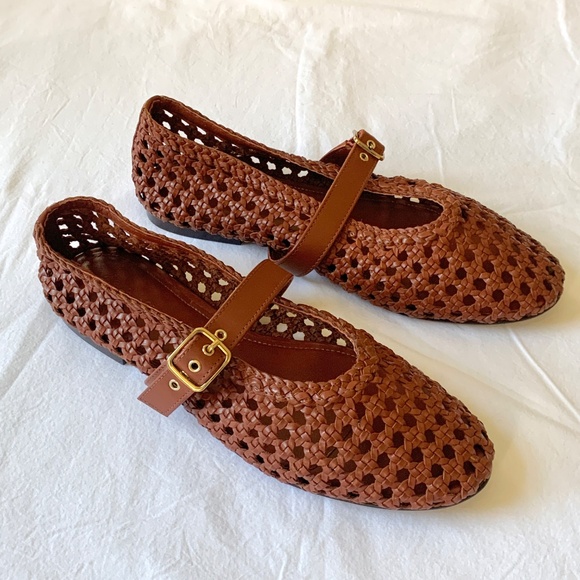 Madewell Remy Leather Woven Mary Jane Flats Dusty Redwood US8.5 NEW - Picture 8 of 12